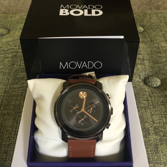 Movado Other - Movado Bold Brown Leather Band/Silver Hardware NWT
